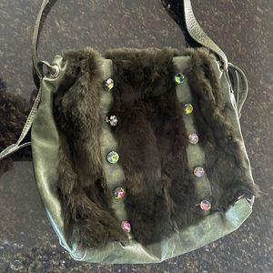 Green genuine leather bag